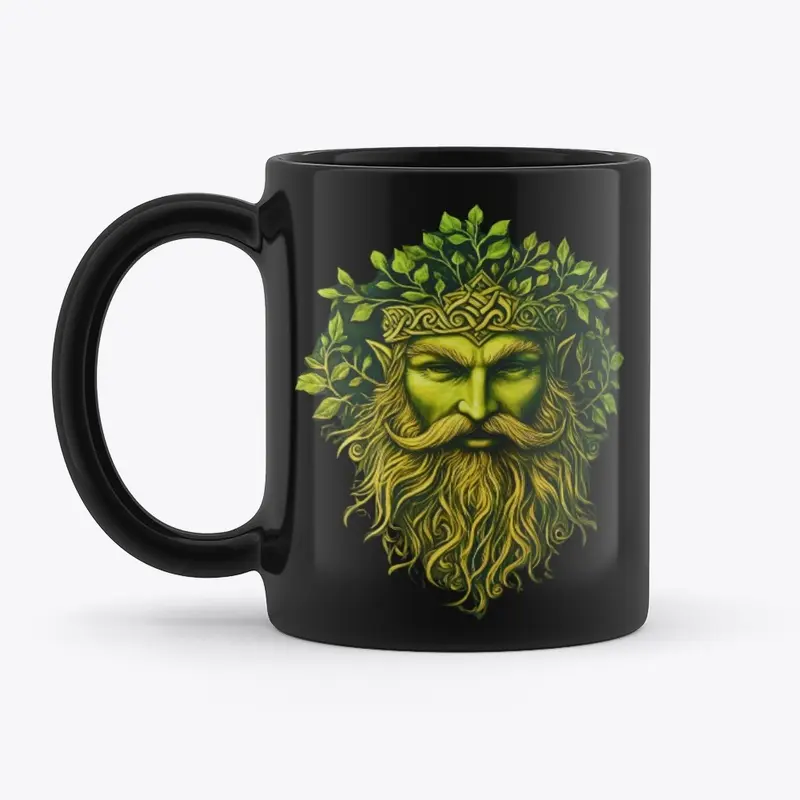 The Green Man -- Black Mug